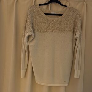 Bebe Metallic Gold and Cream Knit Top